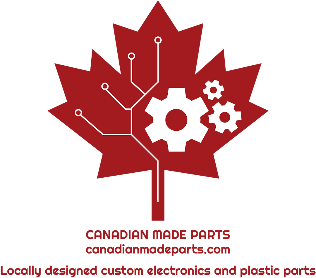 A large maple leaf with the words Canadian Made Parts at the bottom.